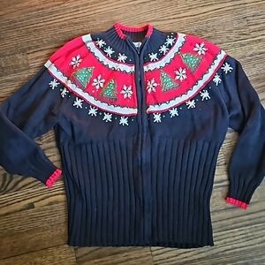 Vintage Tiara International Vhristmas Collection XL Black Red Zio Up Pearls